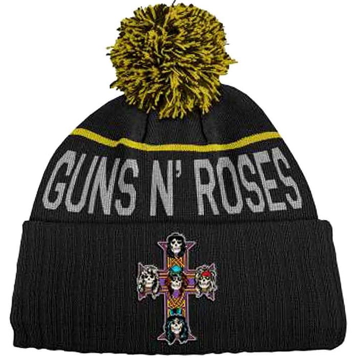 Guns N Roses Logo Black Bobble Beanie Hat