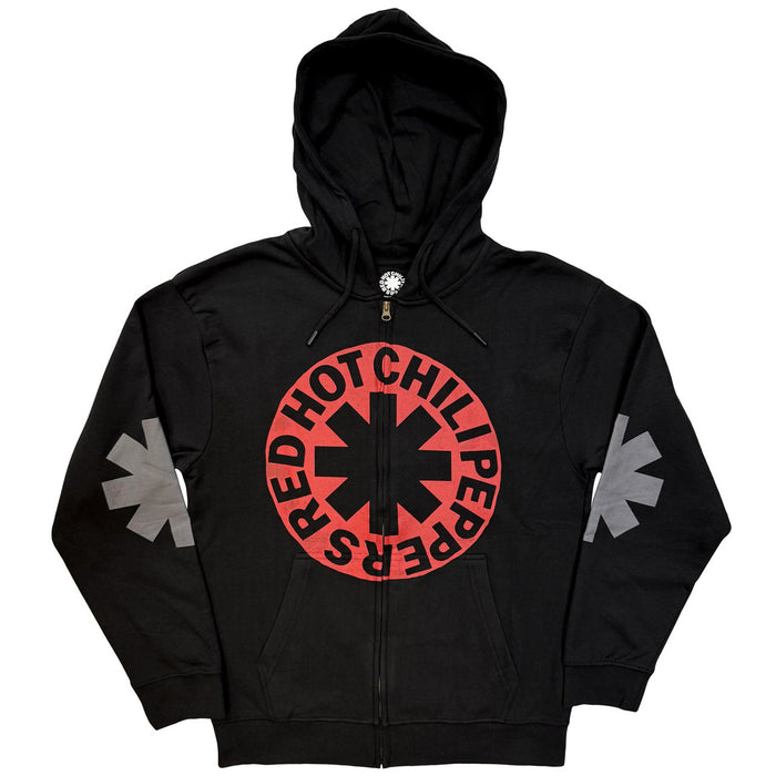 Red Hot Chili Peppers Asterisk Circle Black Large Zipped Hoodie