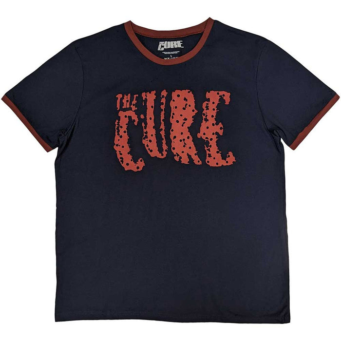 The Cure Logo Ringer Navy Blue Medium Unisex T-Shirt