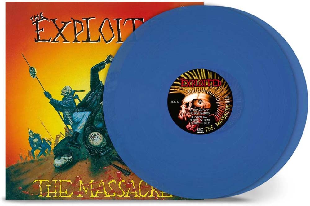 The Exploited The Massacre Vinyl LP Transparent Blue Colour Due Out 27/09/24