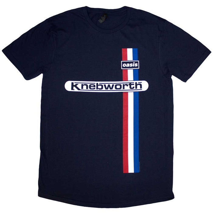 Oasis Knebworth Vertical Stripe Navy Blue Large T-Shirt
