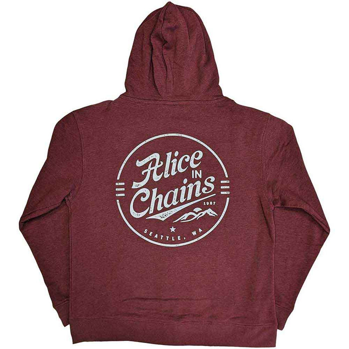 Alice In Chains Maroon Circle Emblem Small Zipped Hoodie