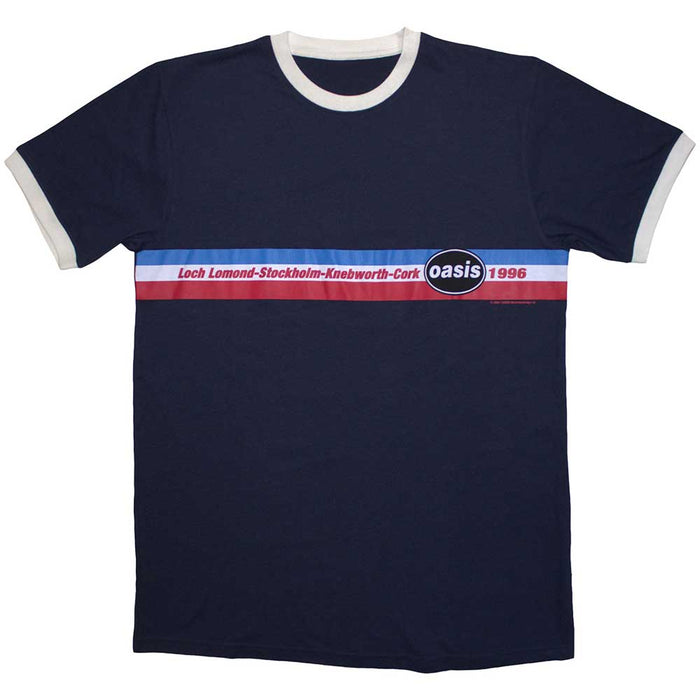 Oasis 1996 Tour Horizontal Stripes Navy Blue X-Large T-Shirt