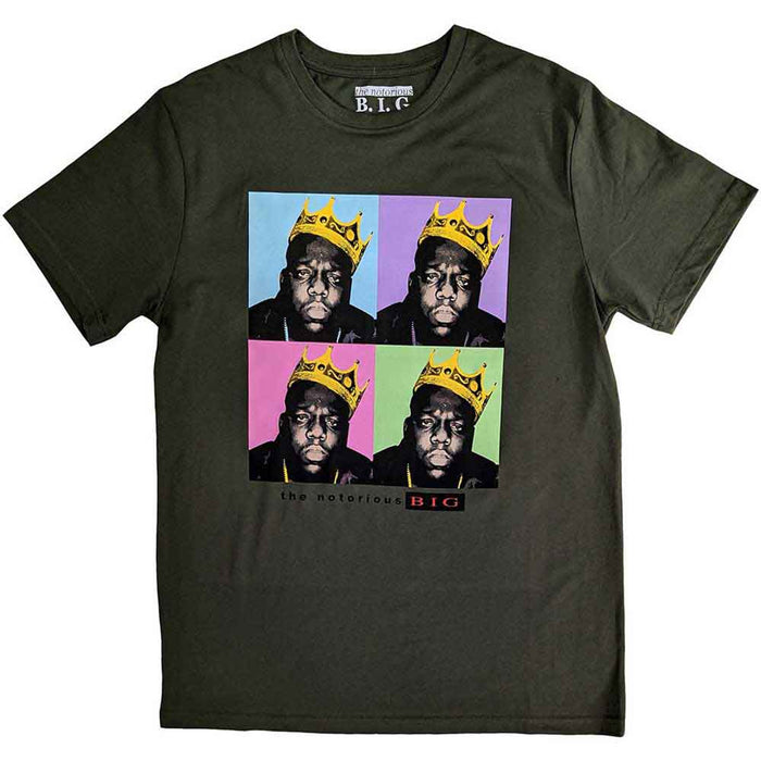 Biggie Smalls Crown Pop Art Green Medium T-Shirt