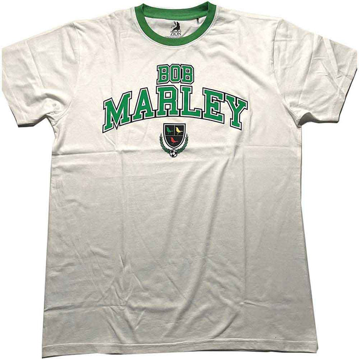Bob Marley Ringer Collegiate Crest White Small T-Shirt