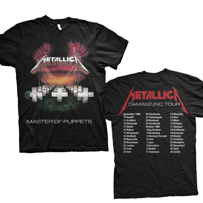 Metallica Master of Puppets European Tour 86 Black Large Unisex T-Shirt