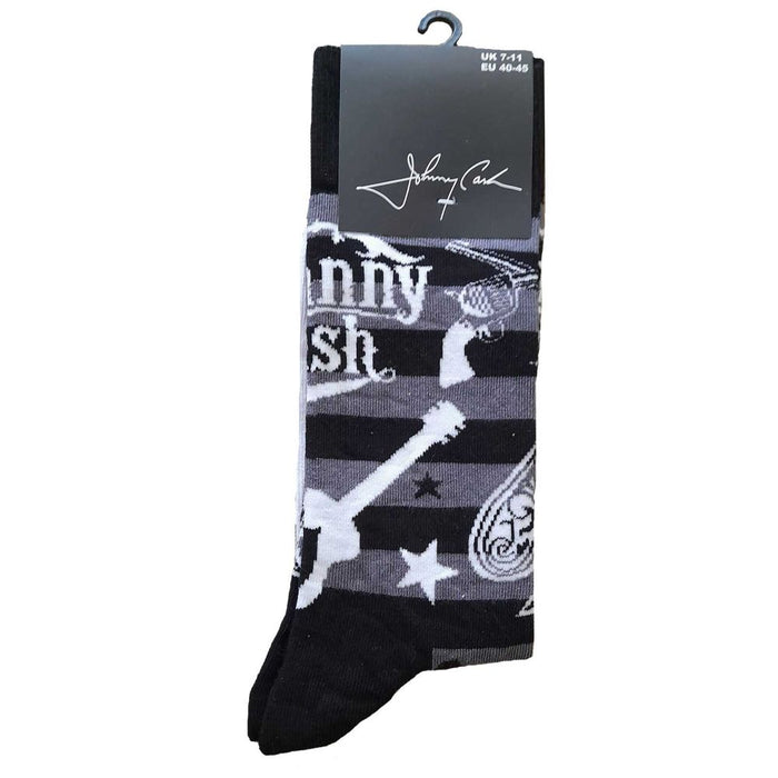 Johnny Cash Unisex Ankle Socks: Guitars 'N Guns (Uk Size 7 - 11)