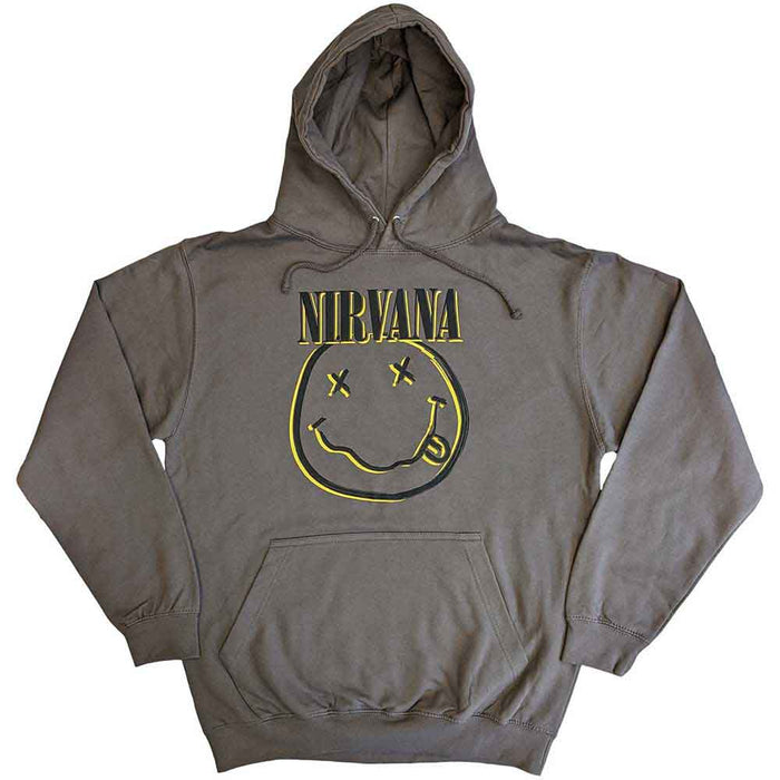 Nirvana Inverse Happy Face Charcoal Grey Large Hoodie