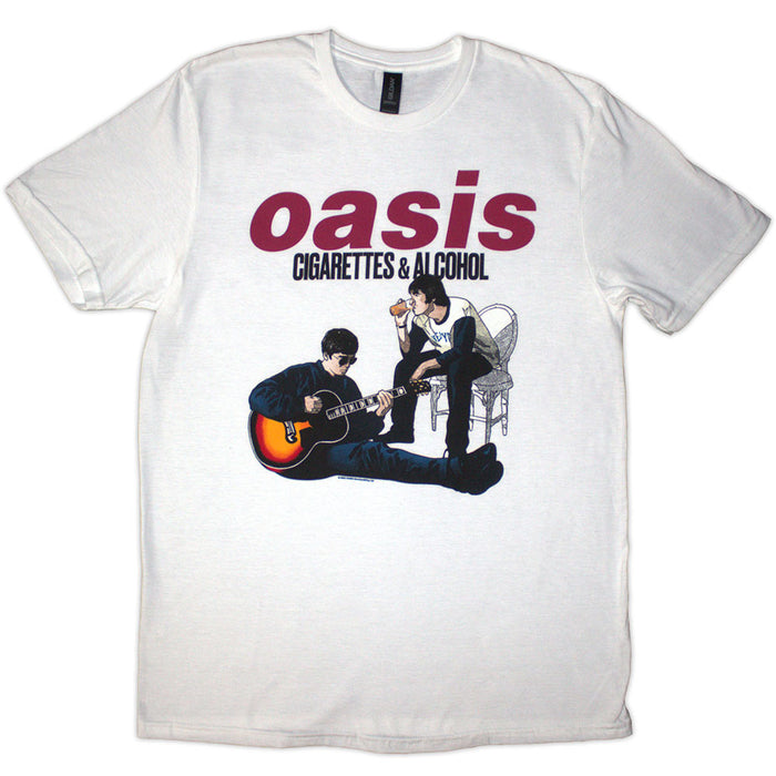 Oasis Cigarettes & Alcohol Illustration White X-Large T-Shirt