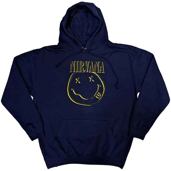 Nirvana Inverse Happy Face Navy Blue X-Large Hoodie