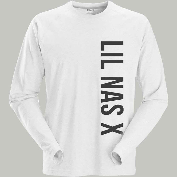 Lil Nas X Vertical Text White X-Large Long Sleeve T-Shirt