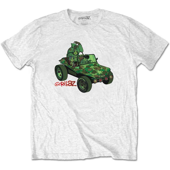 Gorillaz Green Jeep White Large T-Shirt