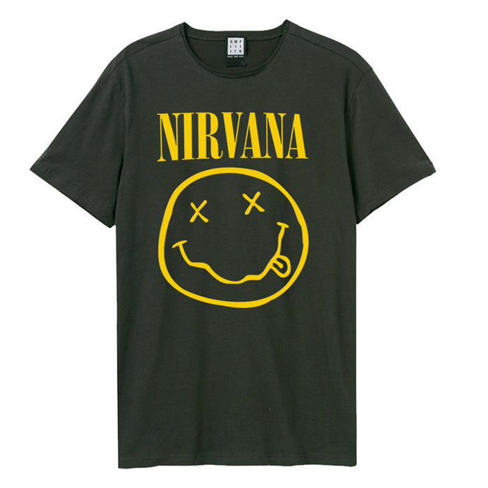 Nirvana Face Logo Vintage Charcoal Grey Small T-Shirt