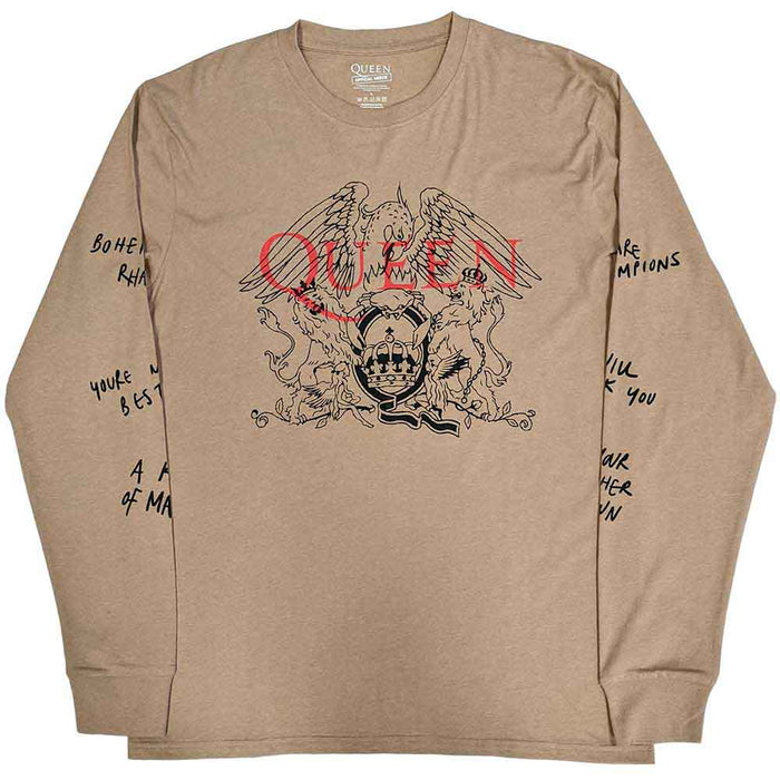 Queen Handwritten Sand Long Sleeve Medium T-Shirt