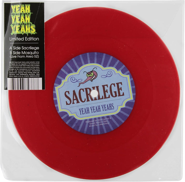 Yeah Yeah Yeahs Sacrilege 7" Vinyl Single Red Colour 2013