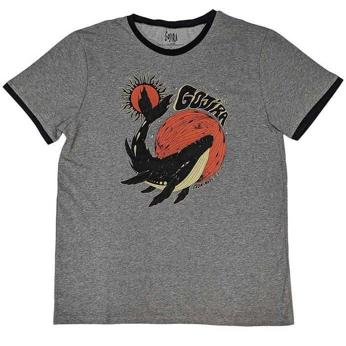 Gojira Whale Ringer Grey Small Unisex T-Shirt