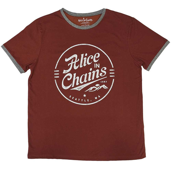 Alice In Chains Emblem Ringer Red Large Unisex T-Shirt