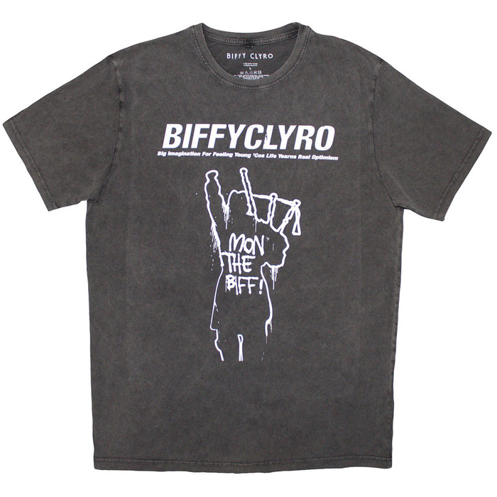 Biffy Clyro Mon The Biff Stone Wash Charcoal Small Unisex T-Shirt