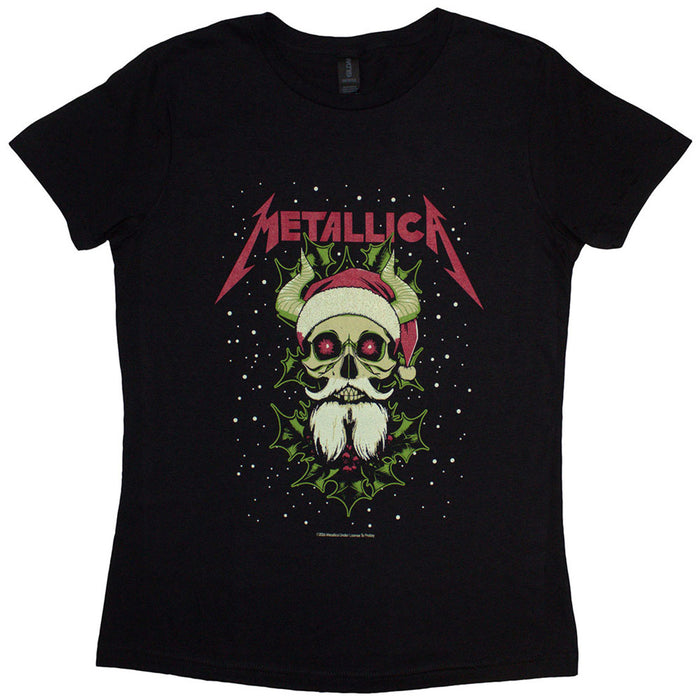 Metallica Santa Horns Black Ladies Small T-Shirt