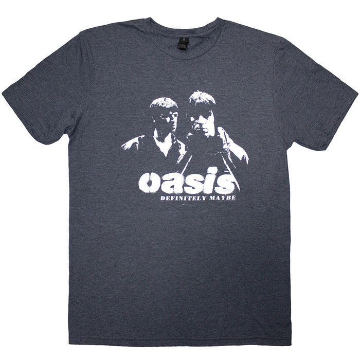 Oasis Definitely Maybe Photo Stencil Navy Blue Large T-Shirt