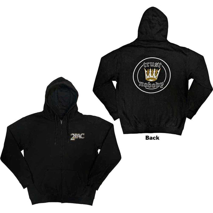 Tupac Crown Seal Black XX-Large Zipped Hoodie
