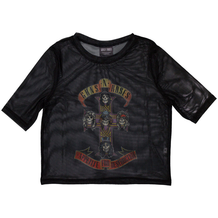 Guns N Roses Appetite For Destruction Black Large Mesh Crop Top