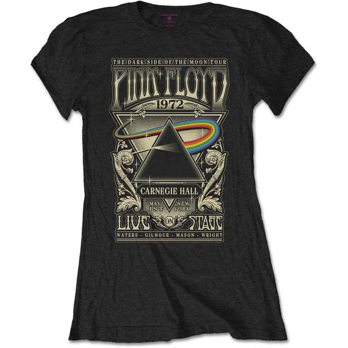 Pink Floyd Live On Stage 1972 Carnegie Hall Poster Ladies T-Shirt Large