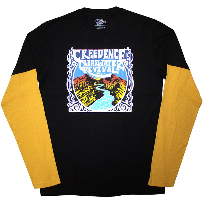 Creedence Clearwater Revival River Black and Yellow Large Layered Long Sleeve T-Shirt