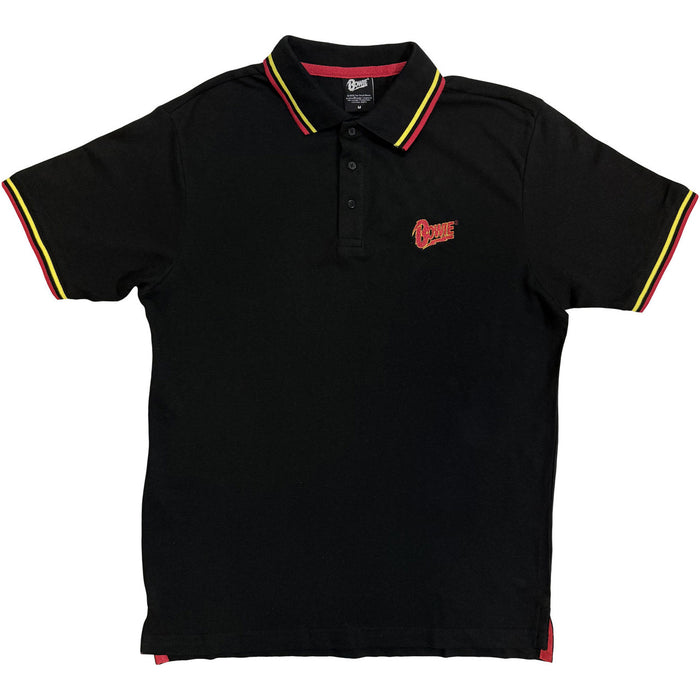 David Bowie Flash Logo Black Small Unisex Polo Shirt