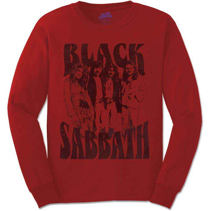 Black Sabbath Band & Logo Red Long Sleeve Large T-Shirt