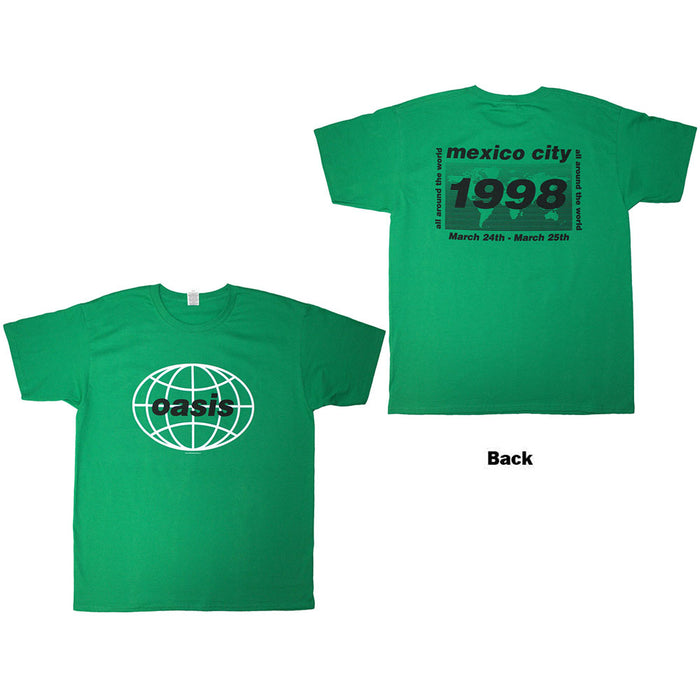 Oasis 1998 World Tour Mexico City Green Large T-Shirt