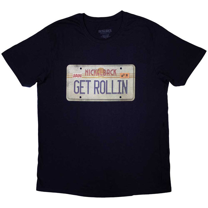 Nickelback Get Rollin Licence Plate Navy X-Large Unisex T-Shirt