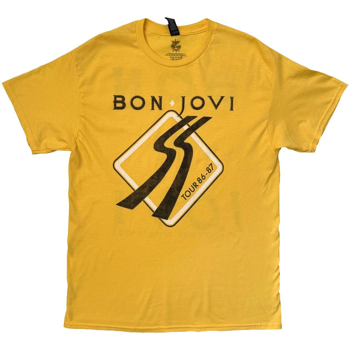 Bon Jovi Road Sign 87 Yellow X-Large T-Shirt