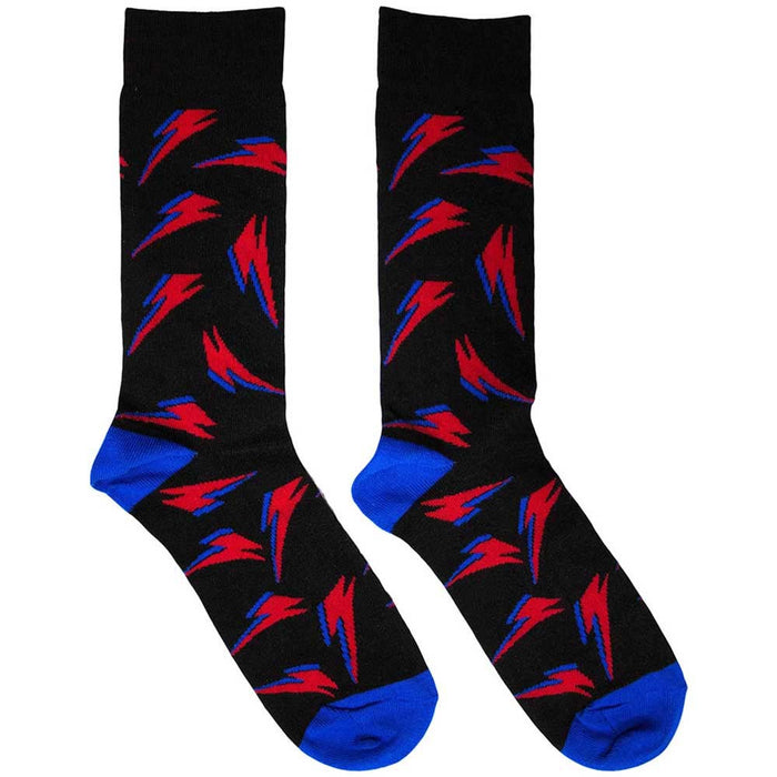 David Bowie Unisex Ankle Socks: Flash Pattern (Black) (UK Size 6 - 11)