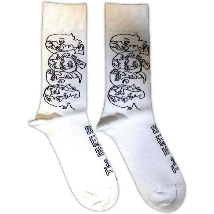 The Beatles Unisex Ankle Socks: White Album Faces Outlines (White) (UK Size 7 - 11)