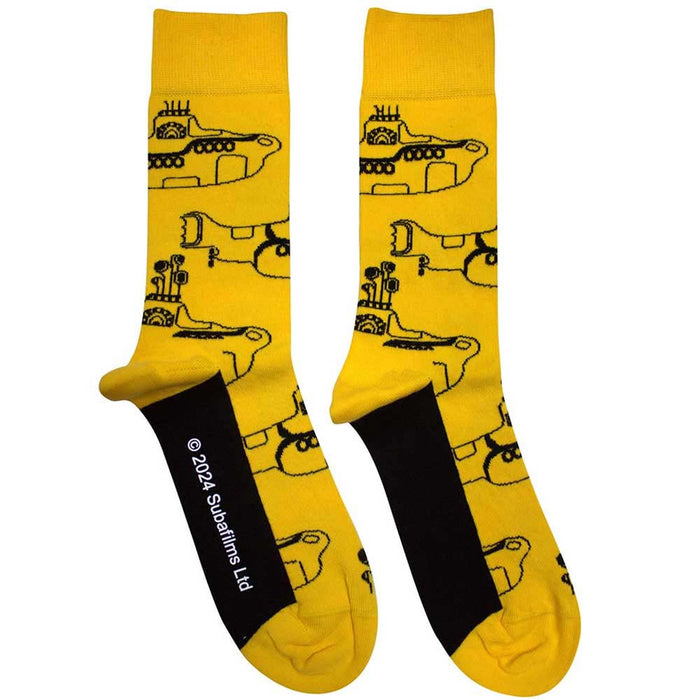 The Beatles Unisex Ankle Socks: Sub Outline Repeat (Yellow) (UK Size 7 - 11)