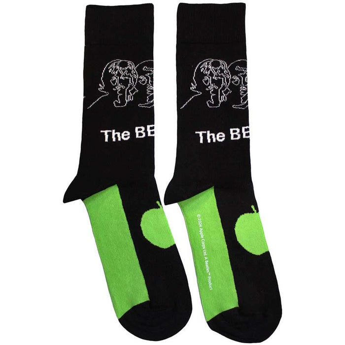 The Beatles Unisex Ankle Socks: White Album Faces Outlines & Apple (Black) (UK Size 7 - 11)