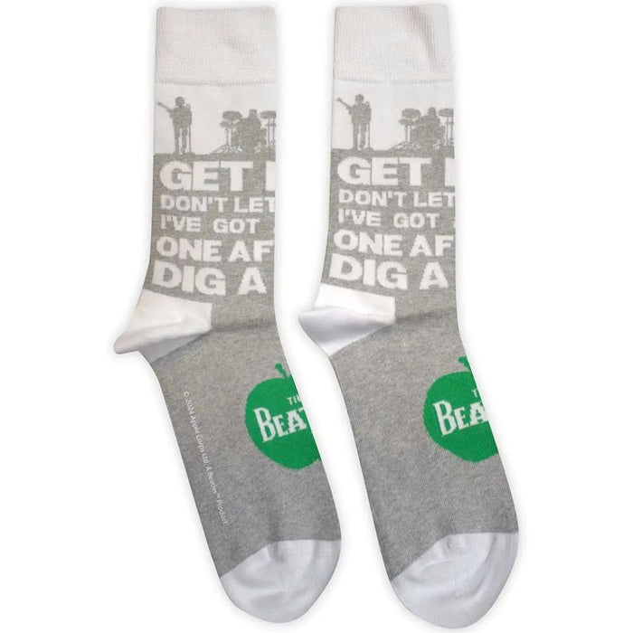 The Beatles Unisex Ankle Socks: Rooftop Silhouettes & Apple (Grey) (UK Size 7 - 11)