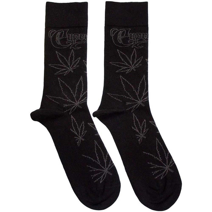 Cypress Hill Unisex Ankle Socks: Leaf Pattern (Black) (UK Size 7 - 11)