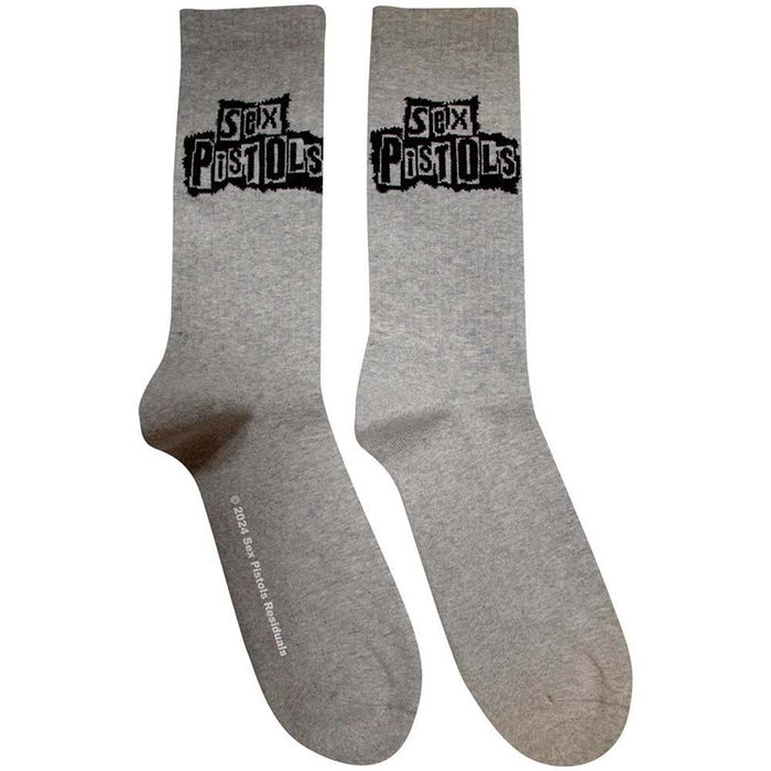 The Sex Pistols Unisex Terry Socks: Stacked Logo (Grey) (UK Size 7 - 11)