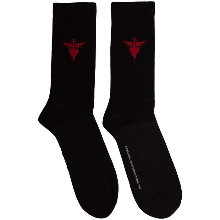 Bon Jovi Unisex Terry Socks: Dagger Heart (Black) (UK Size 7 - 11)