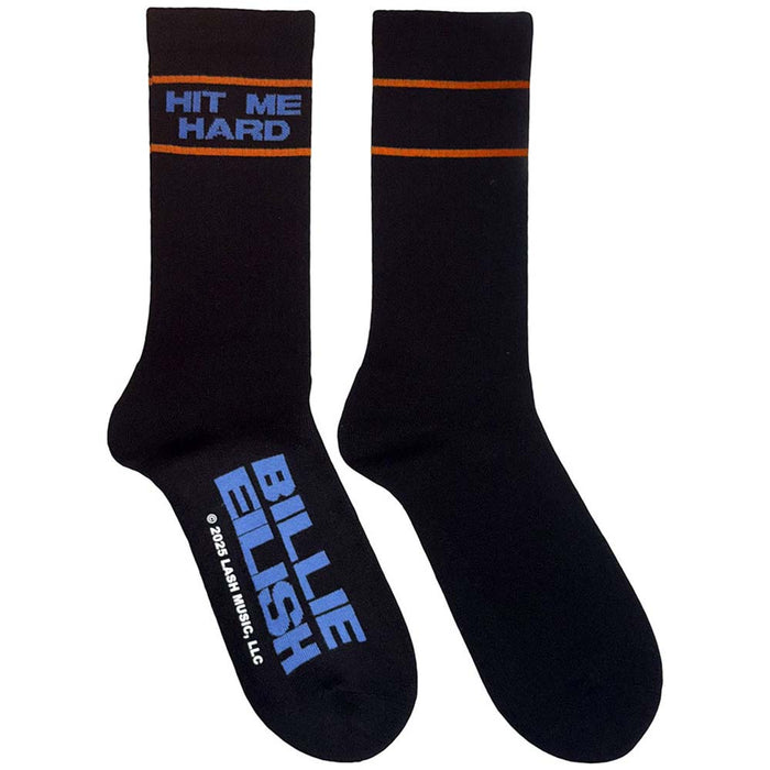 Billie Eilish Unisex Terry Socks: Hit Me Hard & Soft (Black) (UK Size 4 - 7)