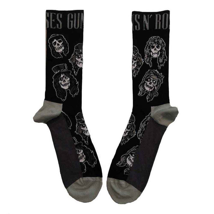 Guns N' Roses Unisex Ankle Socks: Skulls Band Monochrome (Black) (UK Size 4 - 7)