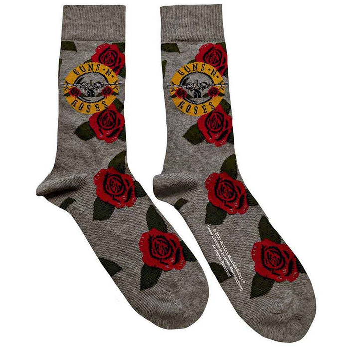 Guns N' Roses Unisex Ankle Socks: Bullet Roses (Grey) (UK Size 4 - 7)