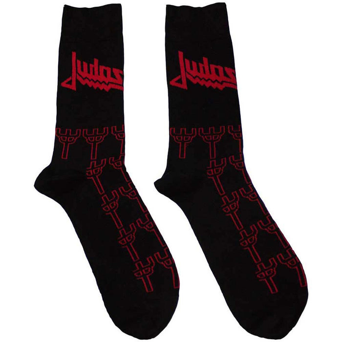 Judas Priest Unisex Ankle Socks: Trident Pattern (Black) (UK Size 4 - 7)