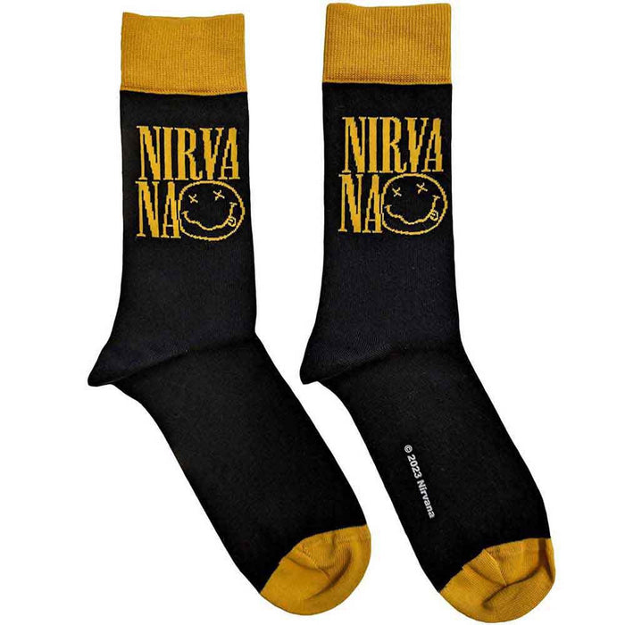 Nirvana Unisex Ankle Socks: Logo Stacked (Black) (UK Size 4 - 7)
