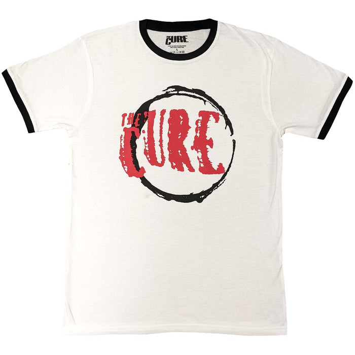The Cure Circle Logo Ringer White Large T-Shirt