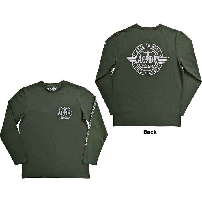 AC/DC Rock Or Bust Long Sleeve Green Medium T-Shirt