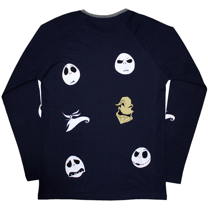 The Nightmare Before Christmas Character Heads Navy Blue Long Sleeve XX-Large T-Shirt