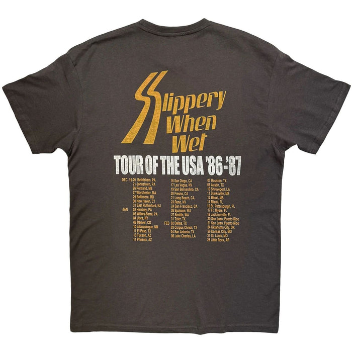 Bon Jovi Slippery When Wet Tour Tour 86-87 Charcoal Grey Small T-Shirt